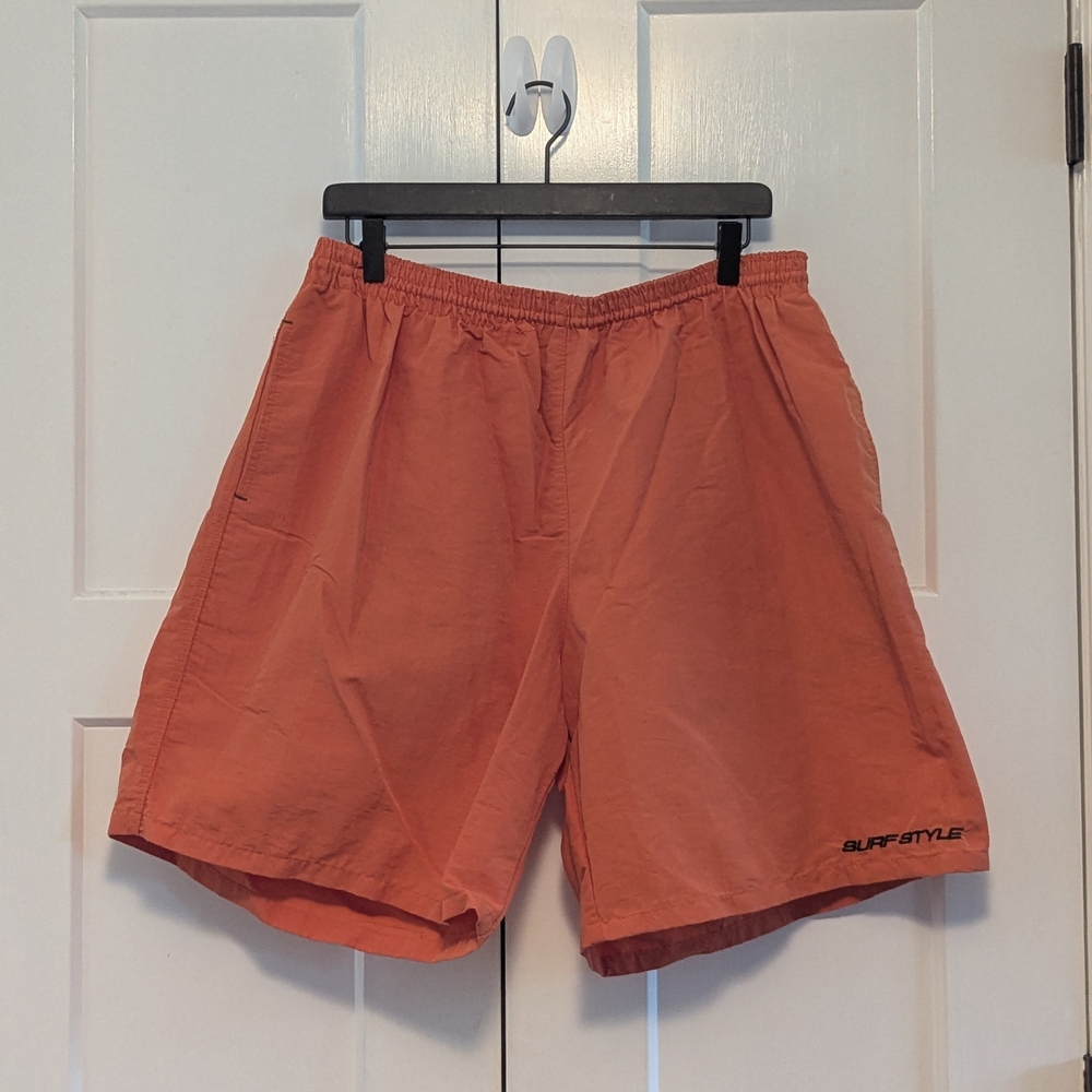 Surf Style Orange Athletic Shorts Lightweight Elastic Swim Trunks Bathing MEDIUM